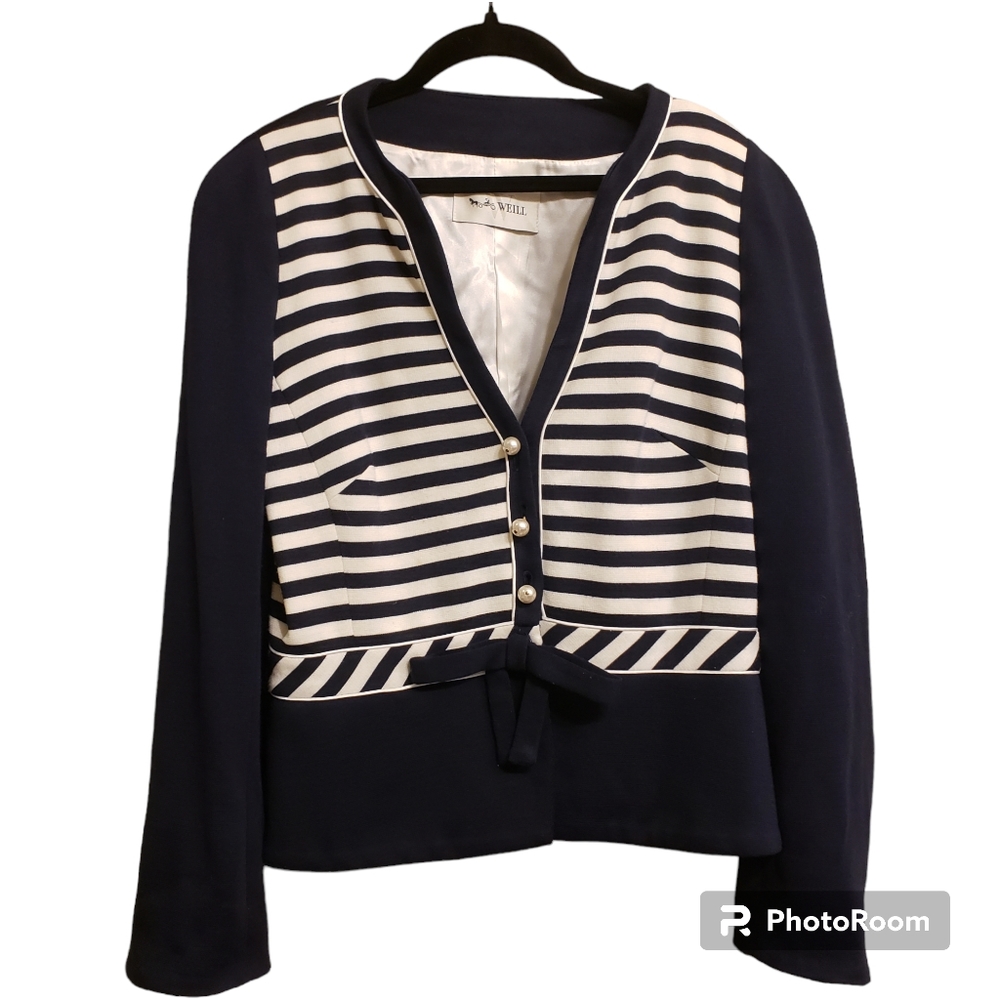 WEILL Paris vintage stunning wool blend pearl button blazer jacket, 10 US
